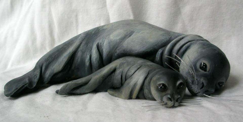 Weddell Seal and Pup Sculpture